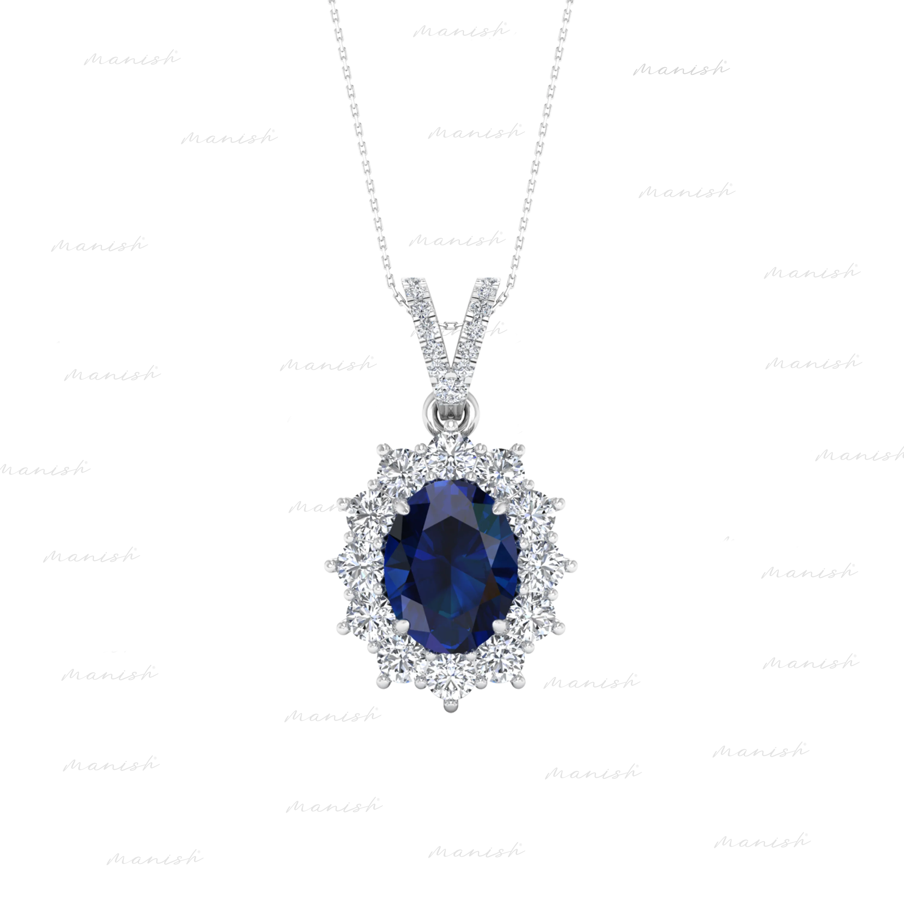 Elaf Diamond and Blue Sapphire Pendant
